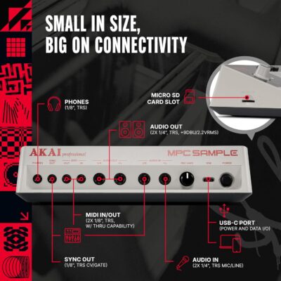81u5crRwpjL. AC SL1500 Akai Professional MPC Sample Standalone Portable Sampler, Sequencer and Effects Processor, with Rechargeable Battery, USB-C, Built-in Speaker and Microphone