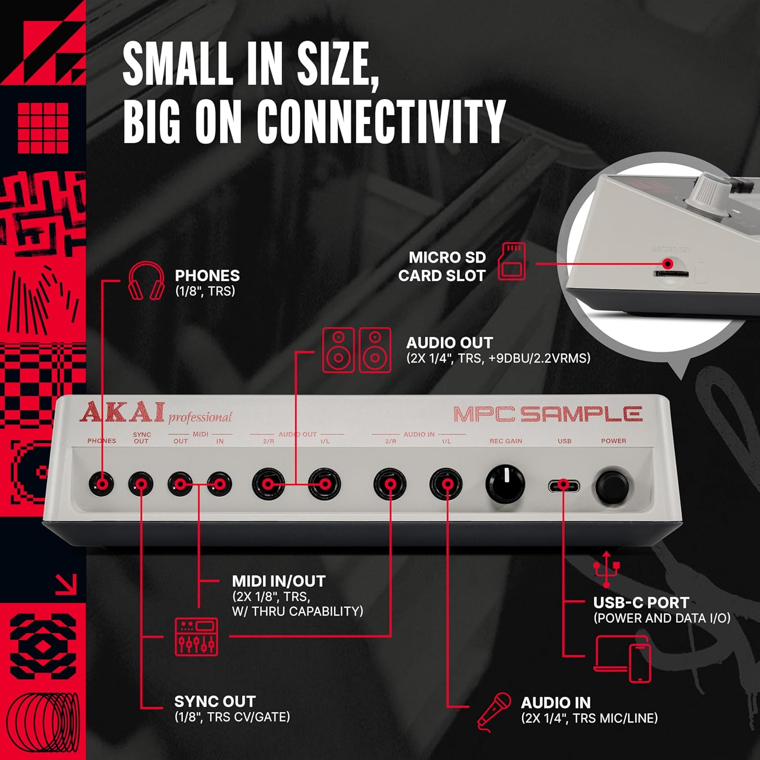 Akai Professional MPC Sample Standalone Portable Sampler, Sequencer and Effects Processor, with Rechargeable Battery, USB-C, Built-in Speaker and Microphone