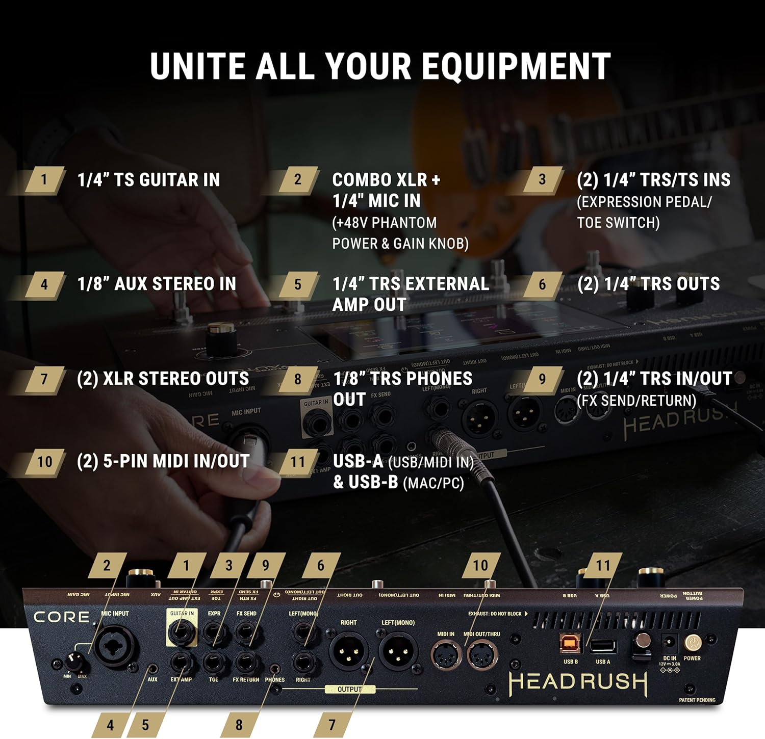 HeadRush Core – Guitar and Vocal Multi Core Effects Amp Modeling Processor with Cloning, Looper, Antares Auto-Tune, Wi-Fi, Touchscreen, and Bluetooth