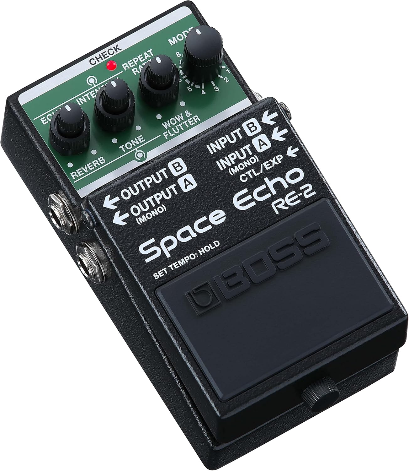 Boss RE-2 Space Echo Delay and Reverb Effects Bundle with Gearlux Power Supply, Instrument Cable, Patch Cable, and Picks