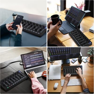 Wireless Midi Controller Mixer, Bluetooth Semi Weighted Professional dynamic keybed 8 Knobs and Music Production,Software Included (Black Mixer)