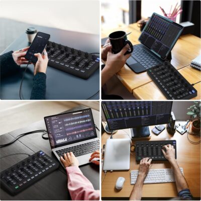 Wireless Midi Controller Mixer, Bluetooth Semi Weighted Professional dynamic keybed 8 Knobs and Music Production,Software Included (Black Mixer)