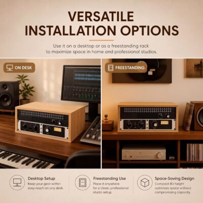 AceOrbit 4U Wooden Studio Rack for Pro Audio Gear 4u Audio Rack Case in Oak Finish Compact Efficient Desktop Storage Protect Equipment Studio Control Home Room Use (Wood)