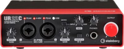 Steinberg UR22C 2×2 USB 3.0 Audio Interface with Cubase AI and Cubasis LE, Red