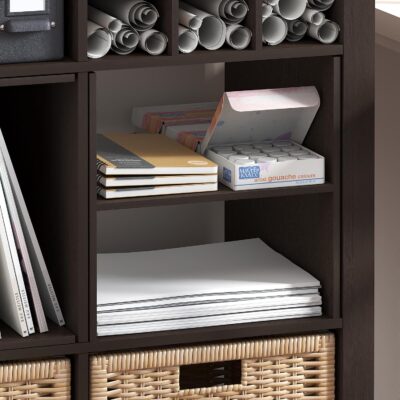 81zxeBpniZL. AC SL1500 Furinno Cubicle Cube Insert, H-Shelf Cube Organizer, 2-Tier Shelf Accessory, Fits into Furinno Triple Thick Cubes, IKEA Kallax, for Organizers and Storage, Black Dark Oak