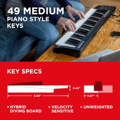 M-AUDIO Keystation 49 MK3 – Synth Action 49 Key USB MIDI Keyboard Controller with Assignable Controls, Pitch and Mod Wheels, and Software Included