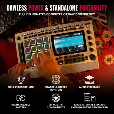 Akai Professional MPC Live III Retro – Standalone Portable Music Production Center with MPCe Pads, Sequencer, Touchscreen, Mic, Stereo Monitors, Audio Interface, Wi-Fi, Bluetooth, Battery, Touchstrip