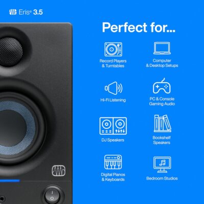 91BUMRUJXgL. AC SL1500 1781107749 7288 PreSonus Eris 3.5 Studio Monitors, Pair — Powered, Active Monitor Speakers for Near Field Music Production, Desktop Computer, Hi-Fi Audio