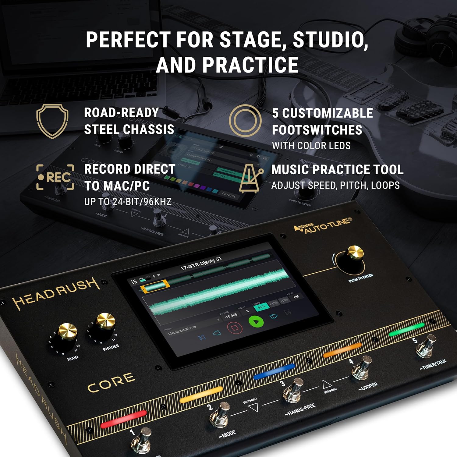 HeadRush Core – Guitar and Vocal Multi Core Effects Amp Modeling Processor with Cloning, Looper, Antares Auto-Tune, Wi-Fi, Touchscreen, and Bluetooth