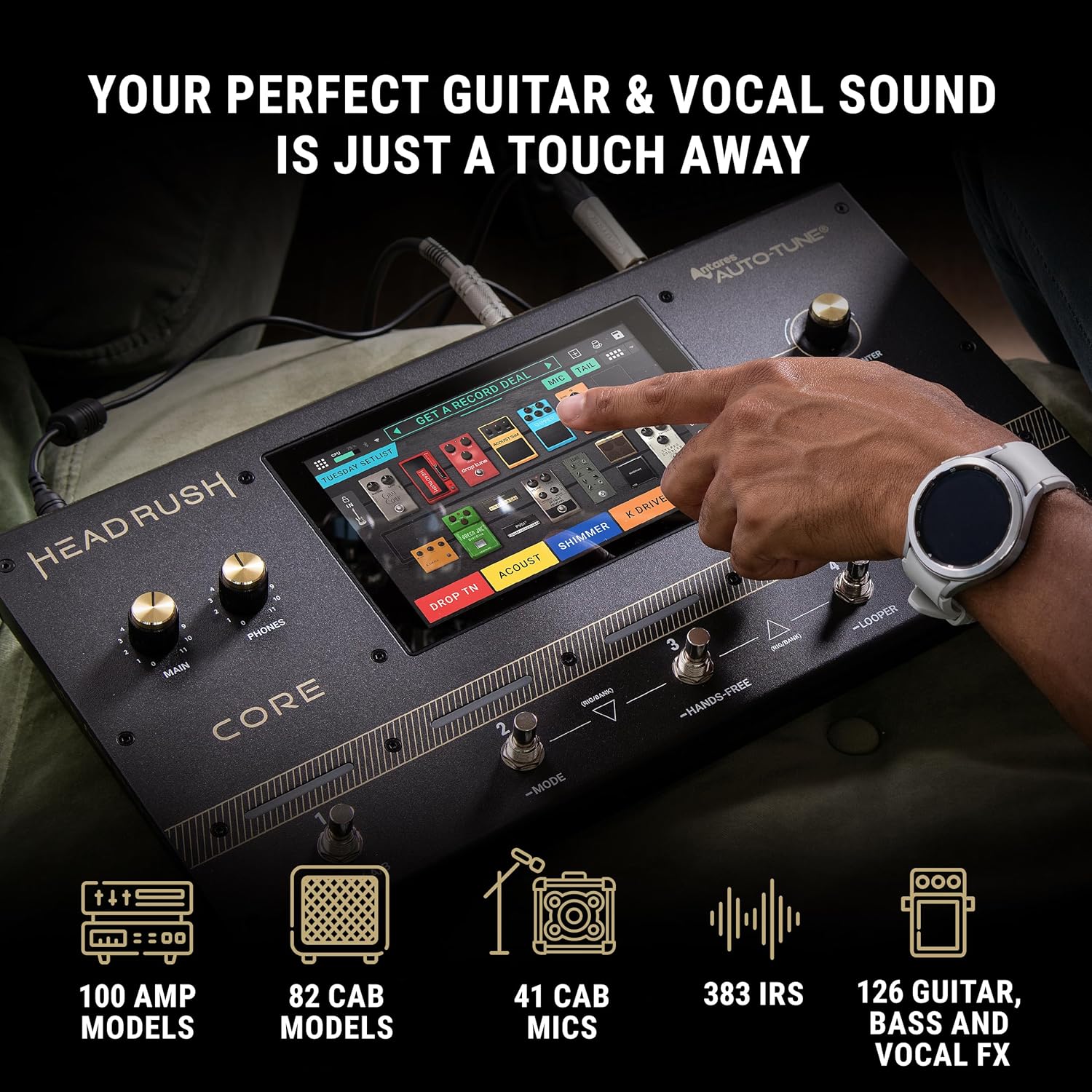 HeadRush Core – Guitar and Vocal Multi Core Effects Amp Modeling Processor with Cloning, Looper, Antares Auto-Tune, Wi-Fi, Touchscreen, and Bluetooth