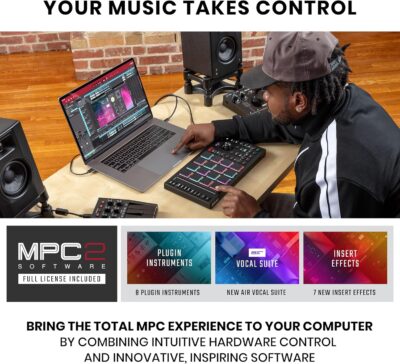 Akai Professional MPC Studio MIDI Controller Beat Maker with 16 Velocity Sensitive RGB Pads, MPC Software, Assignable Touch Strip and LCD Display