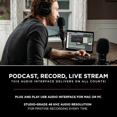 M-AUDIO M-Track Duo USB Audio Interface for Recording, Streaming and Podcasting with Dual XLR, Line and DI Inputs, plus a Software Suite Included