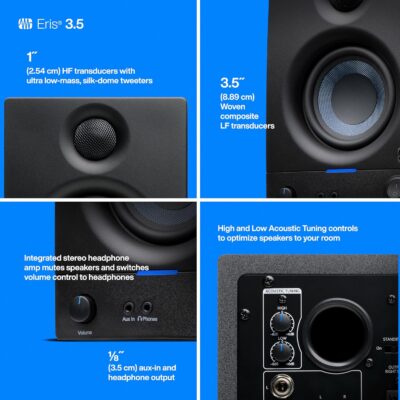 91k3vv11T2L. AC SL1500 1781107750 4348 PreSonus Eris 3.5 Studio Monitors, Pair — Powered, Active Monitor Speakers for Near Field Music Production, Desktop Computer, Hi-Fi Audio