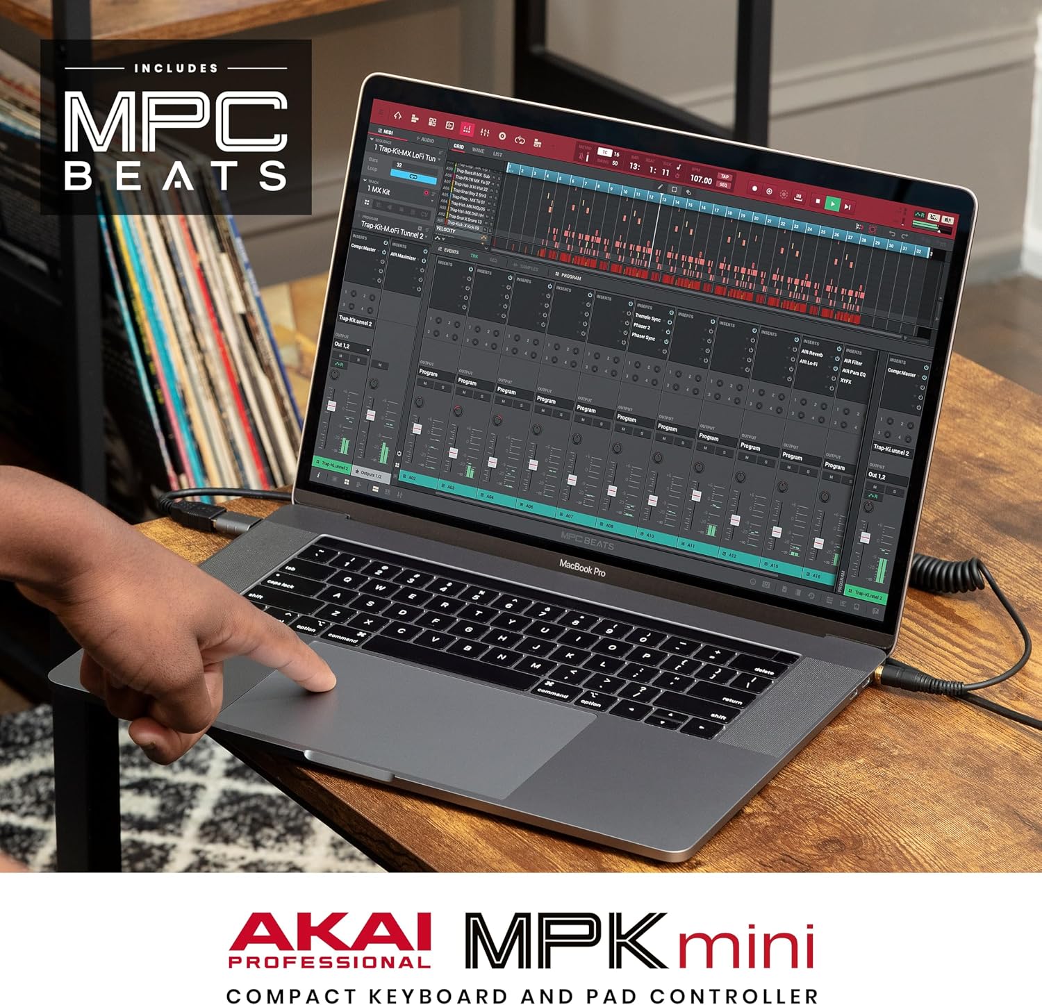 Akai Professional MPK Mini MK3-25 Key USB MIDI Keyboard Controller with 8 Backlit Drum Pads, 8 Knobs, Music Production Software and Native Instruments Sound Package (NKS Integration)