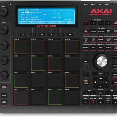 Akai Professional MPC Studio Black – Ultra-Portable MPC With MPC Software (Download), USB Power, LCD Screen, Touch Sensitive Encoders, Brushed Aluminium Body & Data Dial and Neoprene Sleeve Included.