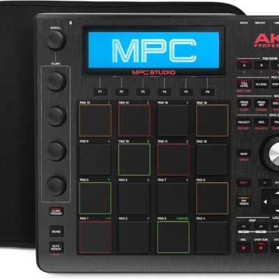 Akai Professional MPC Studio Black – Ultra-Portable MPC With MPC Software (Download), USB Power, LCD Screen, Touch Sensitive Encoders, Brushed Aluminium Body & Data Dial and Neoprene Sleeve Included.