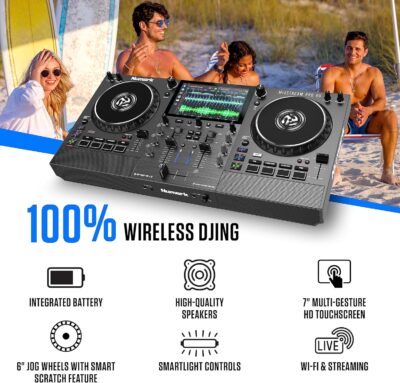 91zhi5sKGLL. AC SL1500 Numark Mixstream Pro Go Portable DJ Controller with Battery, Mixer with Stem Separation, Speakers, WiFi Streaming, Touchscreen, works with Serato DJ