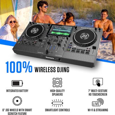 91zhi5sKGLL. AC SL1500 Numark Mixstream Pro Go Portable DJ Controller with Battery, Mixer with Stem Separation, Speakers, WiFi Streaming, Touchscreen, works with Serato DJ